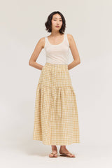 Front Button Check Skirt