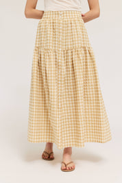 Front Button Check Skirt