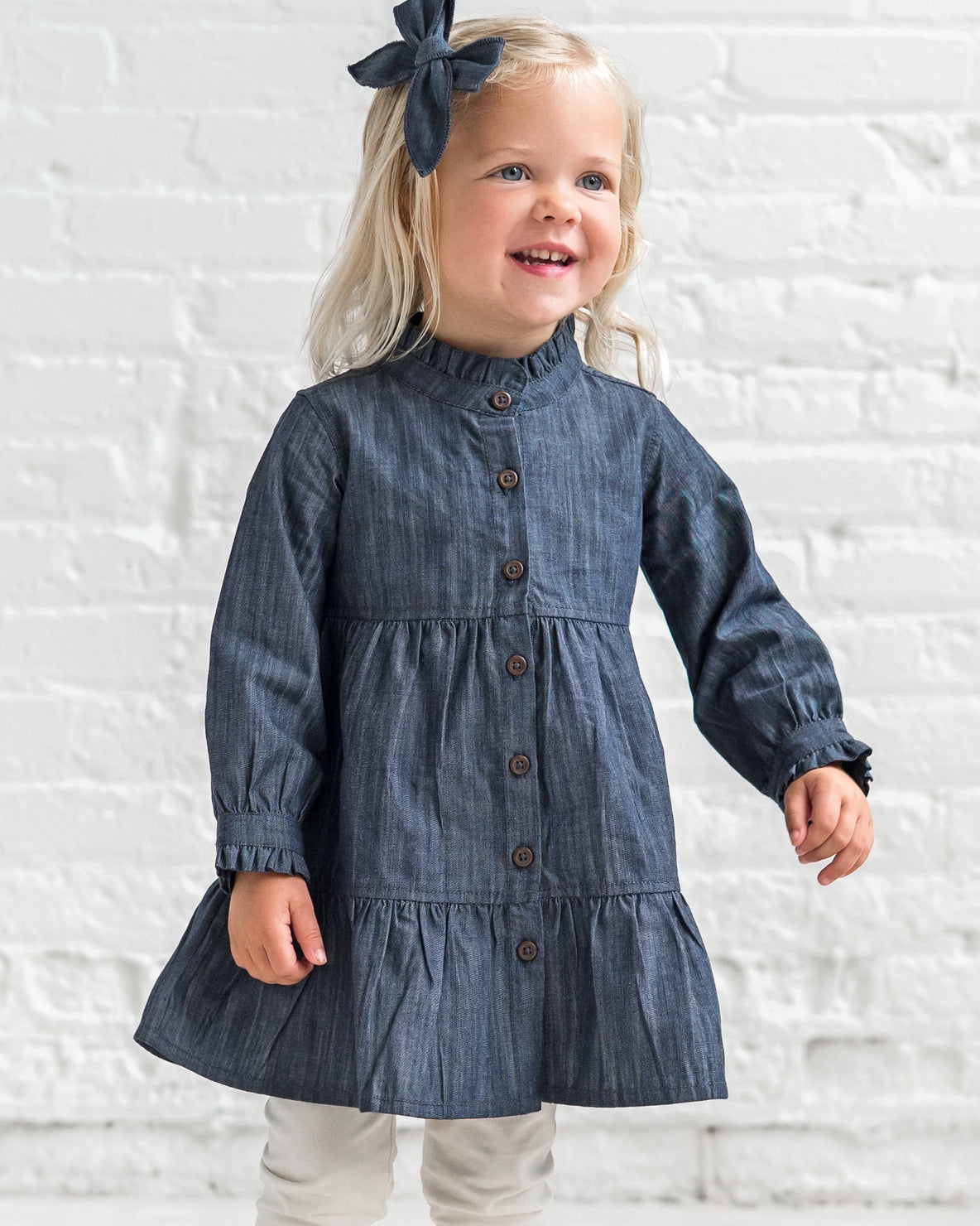 Tula Chambray Ruffle Shirt Dress