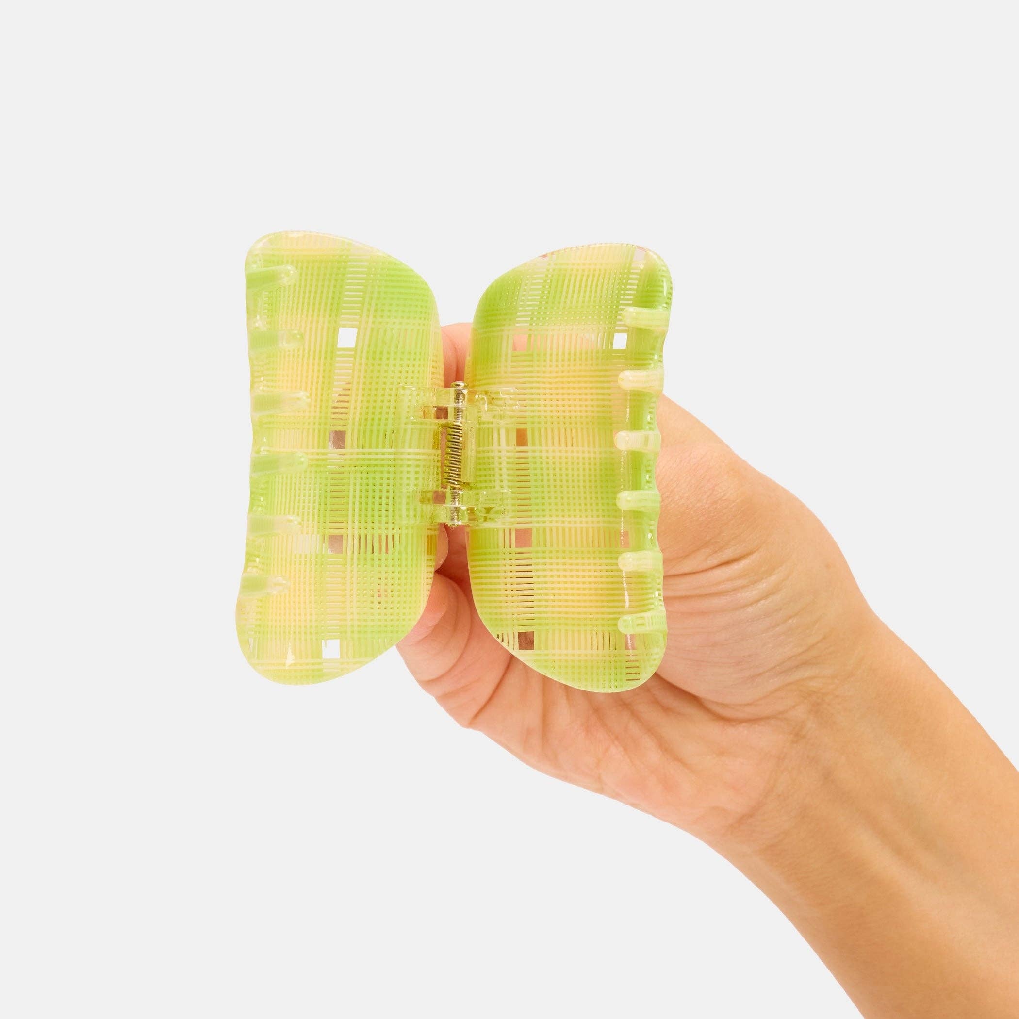 Juno Claw - Lime + Cream Plaid