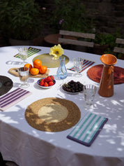 Lemon + Forest Green Block Stripe Napkins
