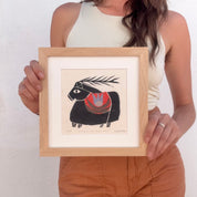 Pony with Blue Tulip Handmade Print