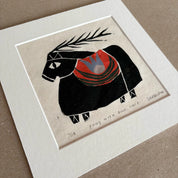 Pony with Blue Tulip Handmade Print