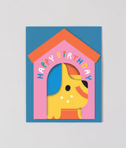 Dog In House Fold Out Kid's Birthday Card