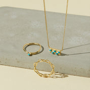 Single Cobble Ring - Turquoise/Gold
