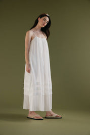 Pleated Cotton Maxi Dress