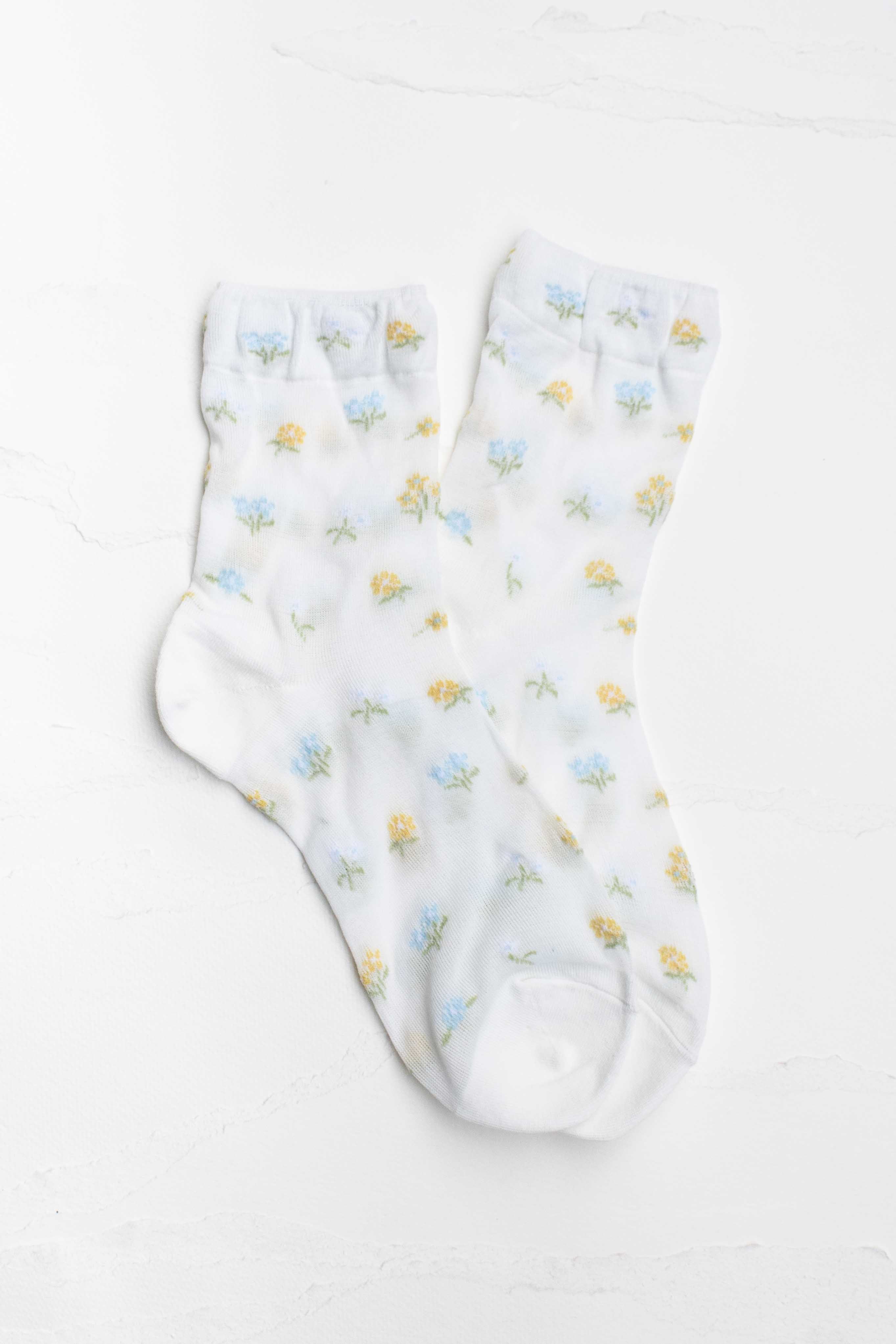 Floral Cotton Crew Socks