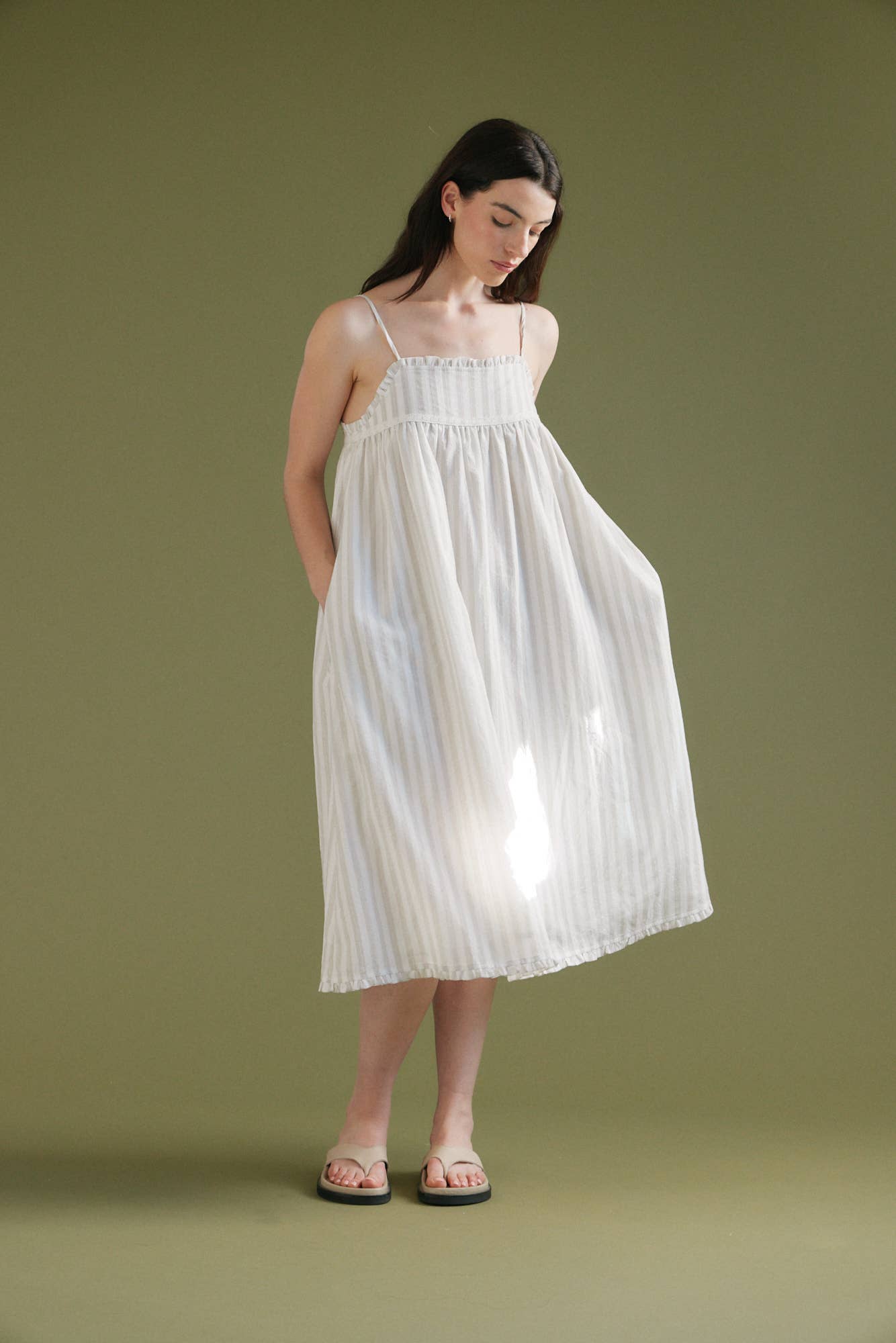 Embroidered Detail Top Striped Dress