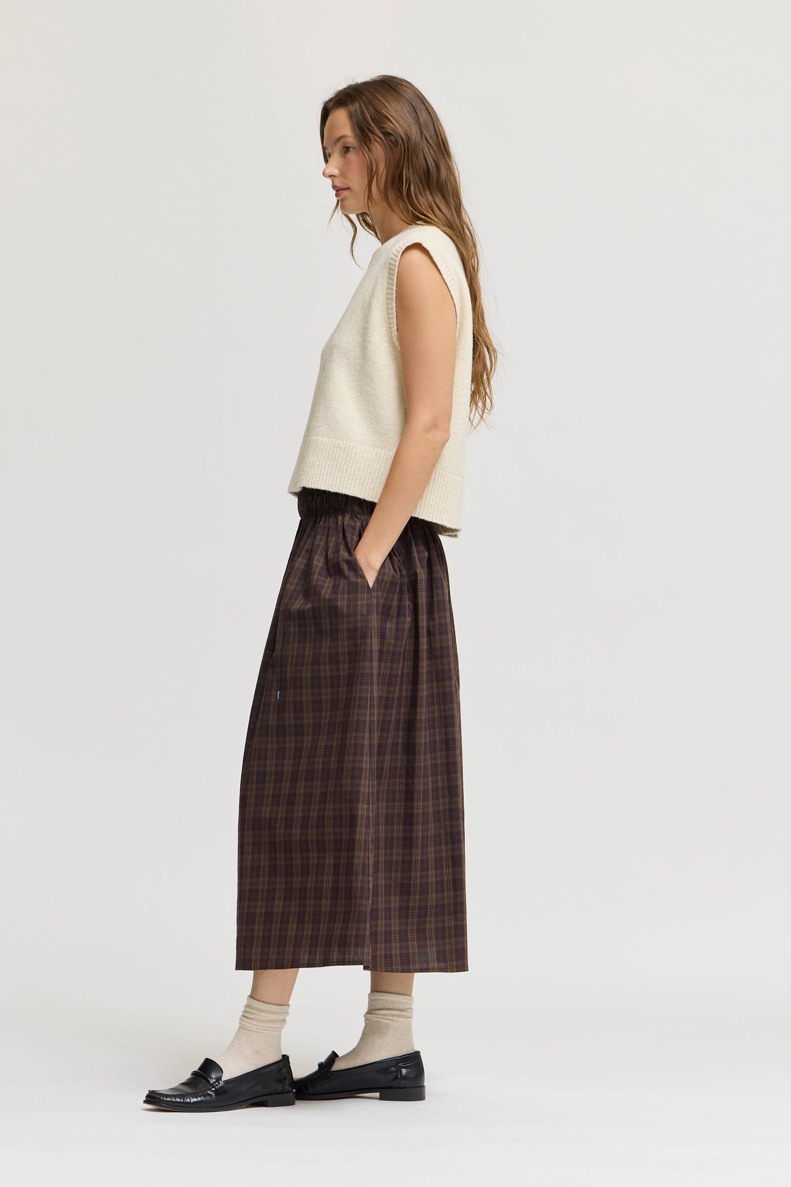 Plaid Smocked Skirt