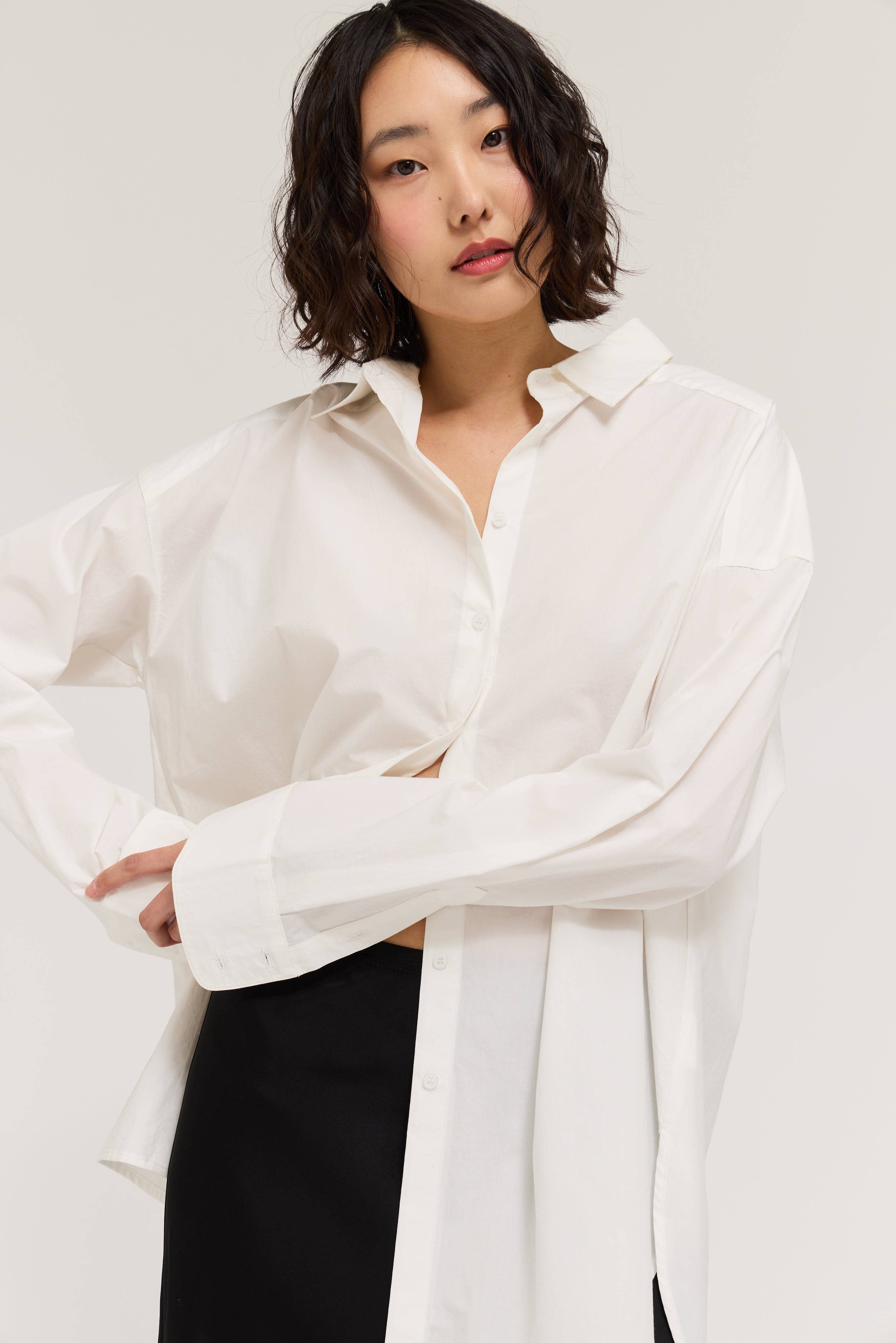 Oversized Round Hem Shirt