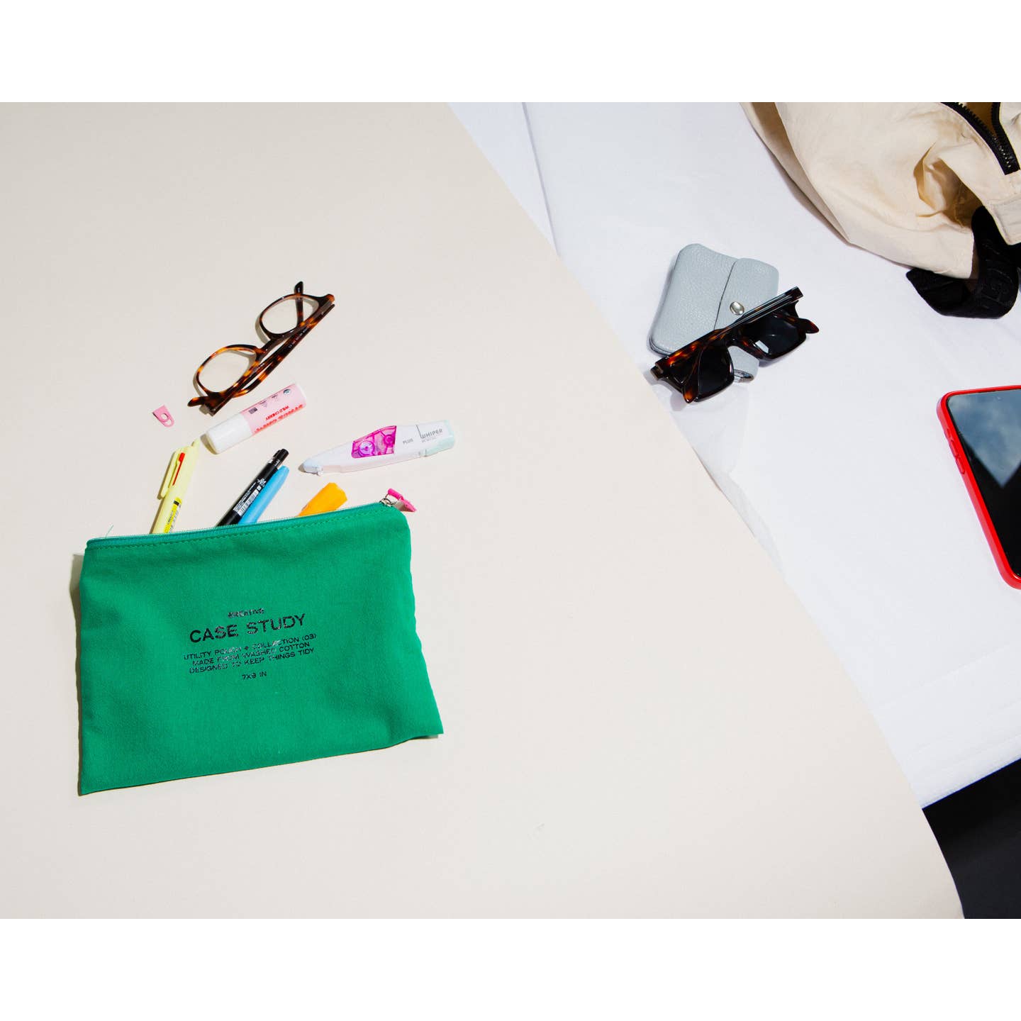 Washed Cotton Zipper Pouch
