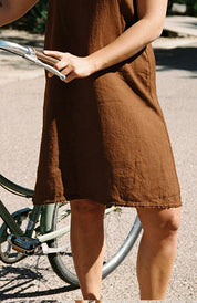Jardin Linen Dress - Chocolate
