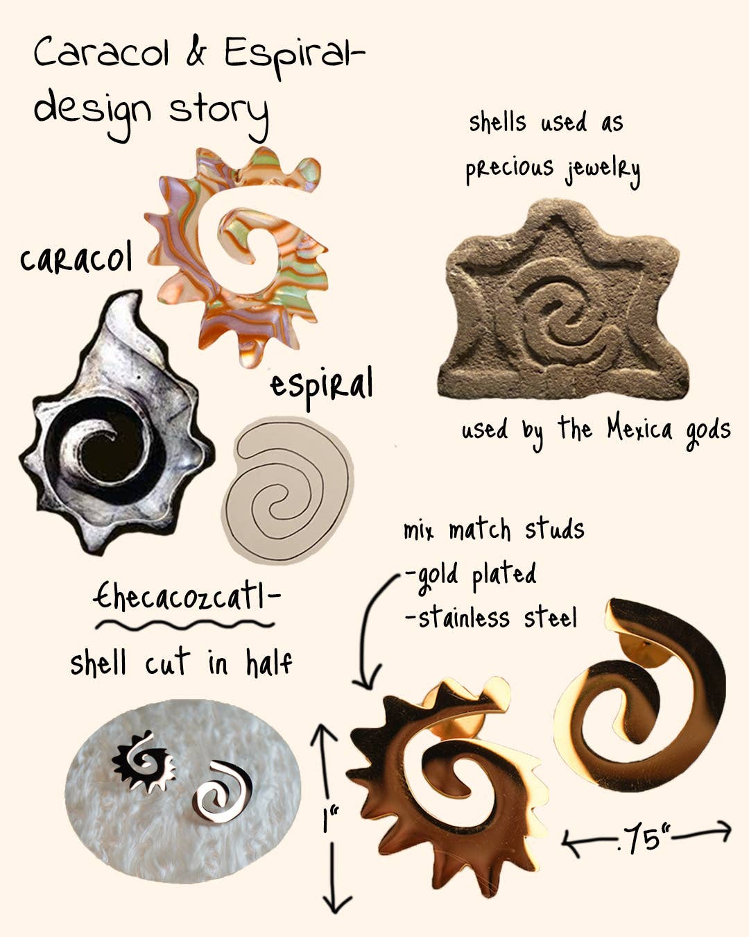 Caracol & Espiral Silver Studs