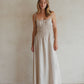Woven Linen Strap Shoulder Maxi Dress - Linen