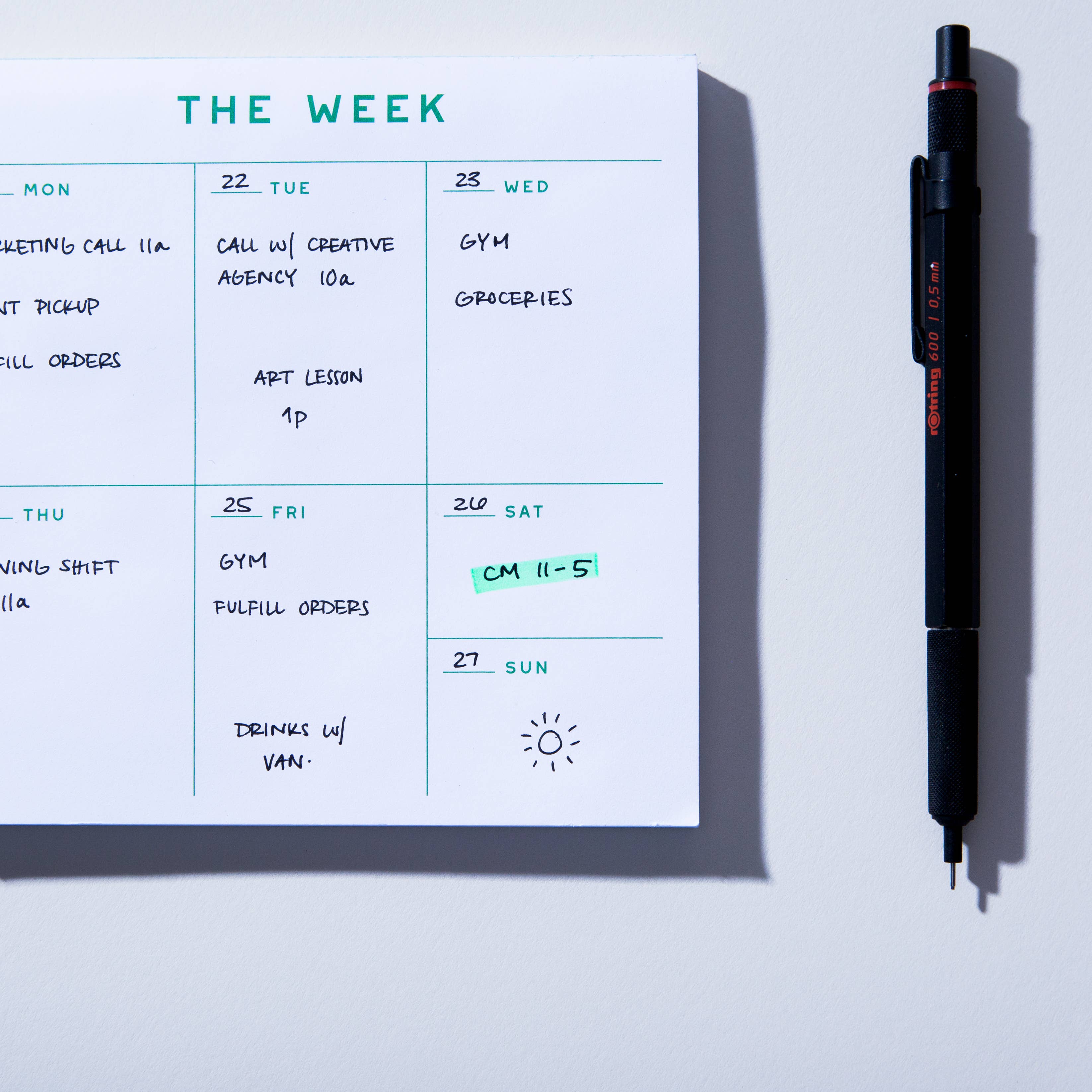 Small Weekly Desk Planner Notepad
