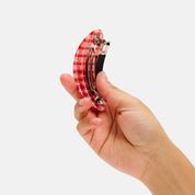 Oval Barrette - Red Plaid