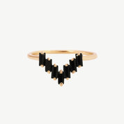 Chevron Ring - Onyx/Gold