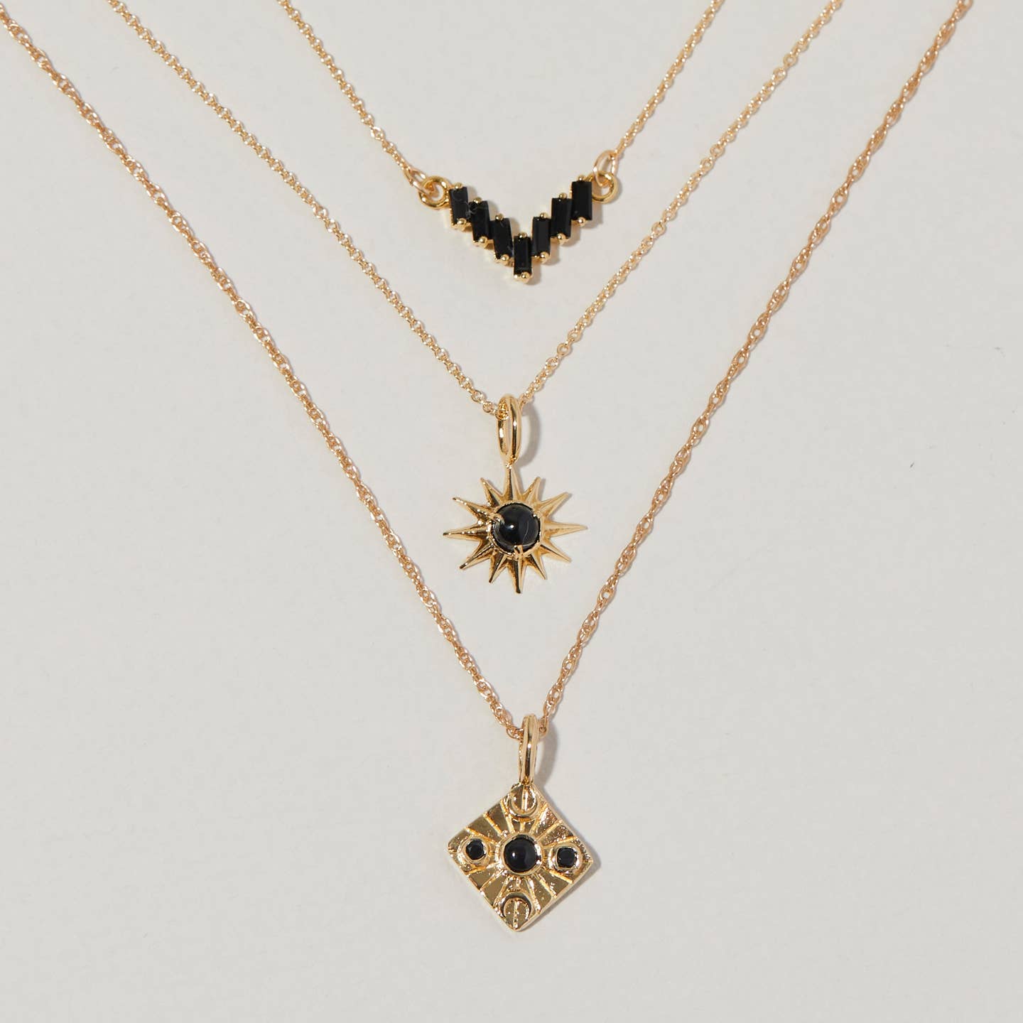 Starburst Necklace - Black Onyx/Gold