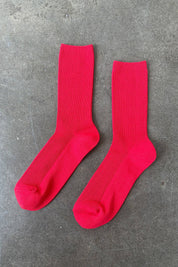 Red Crisp Step Socks
