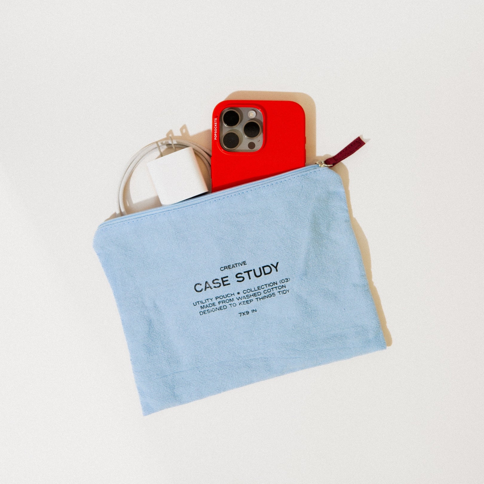 Washed Cotton Zipper Pouch