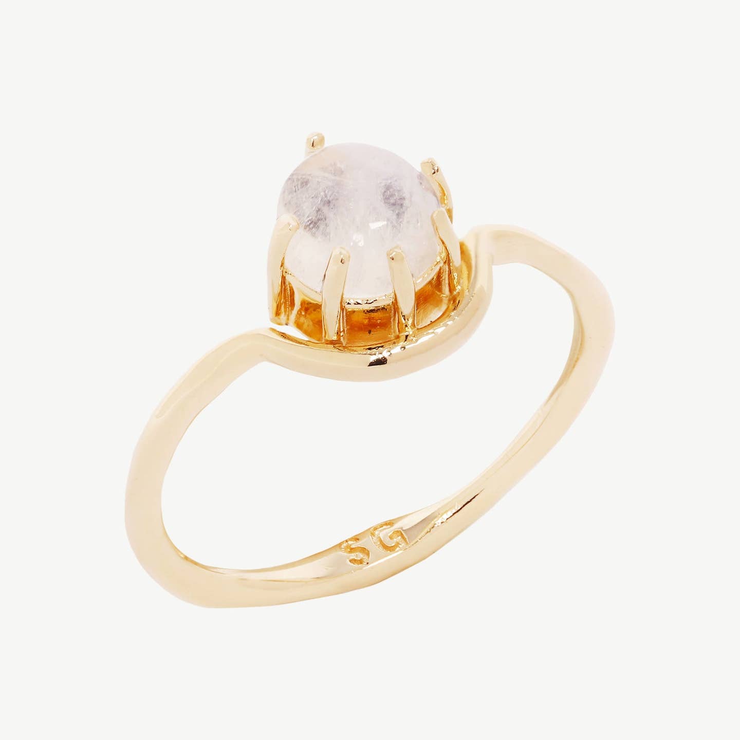 Mina Ring – Rainbow Moonstone/Gold