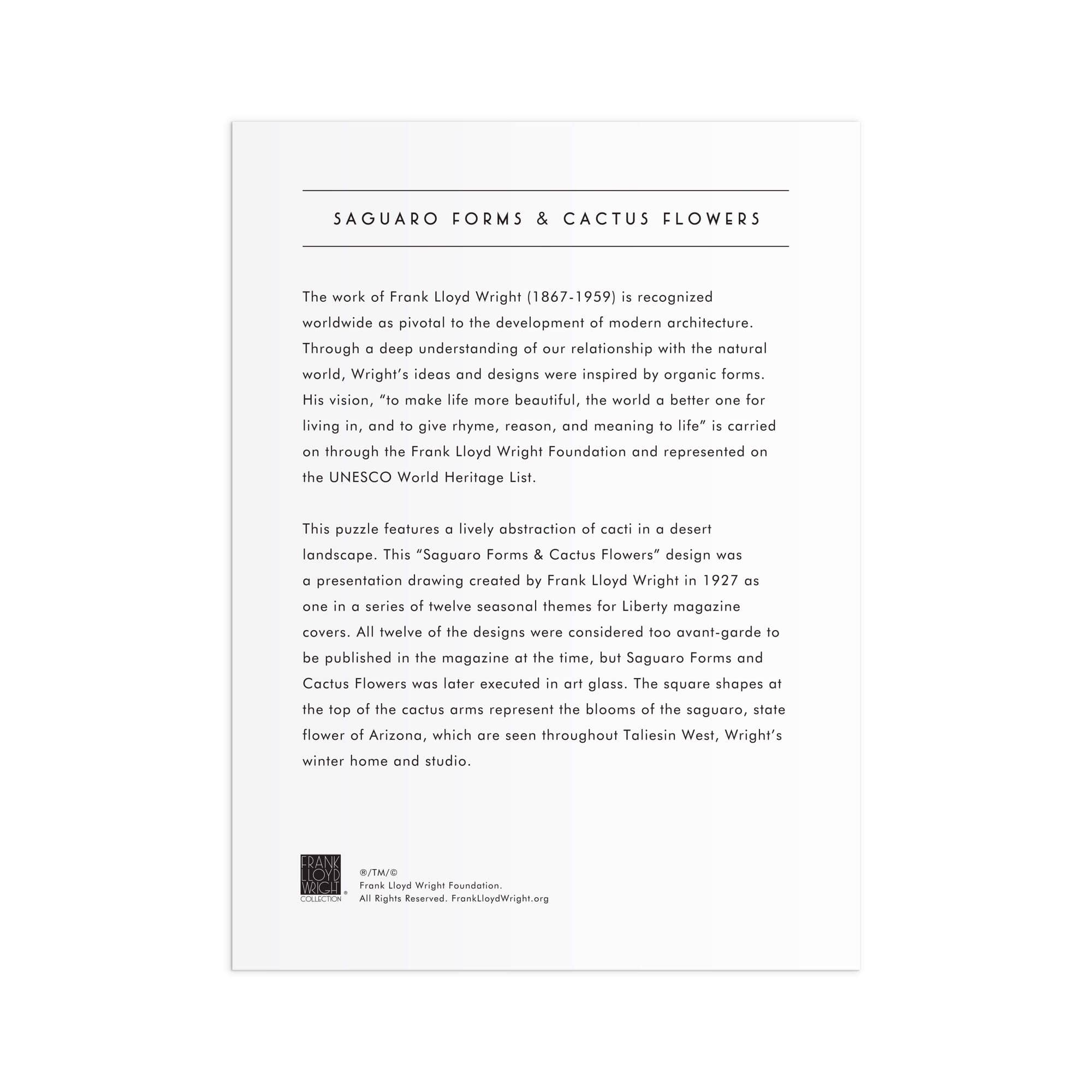 Frank Lloyd Wright Saguaro Cactus & Forms 750 Piece Shaped Foil Puzzle