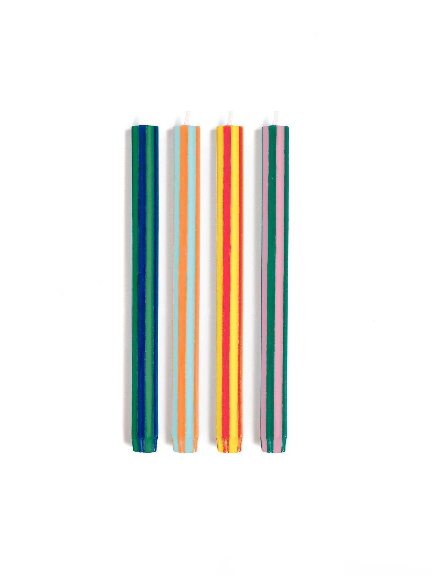Contrast 2 Striped Dinner Candle Set