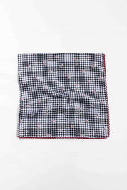 Gingham Floral Cotton Blend Scarf