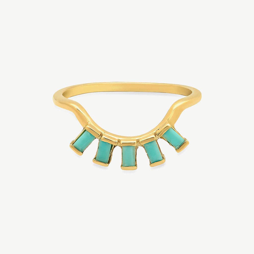 Eyelash Baguette Ring - Turquoise/Gold