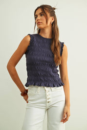 Sleeveless Smocking Top