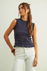 Sleeveless Smocking Top