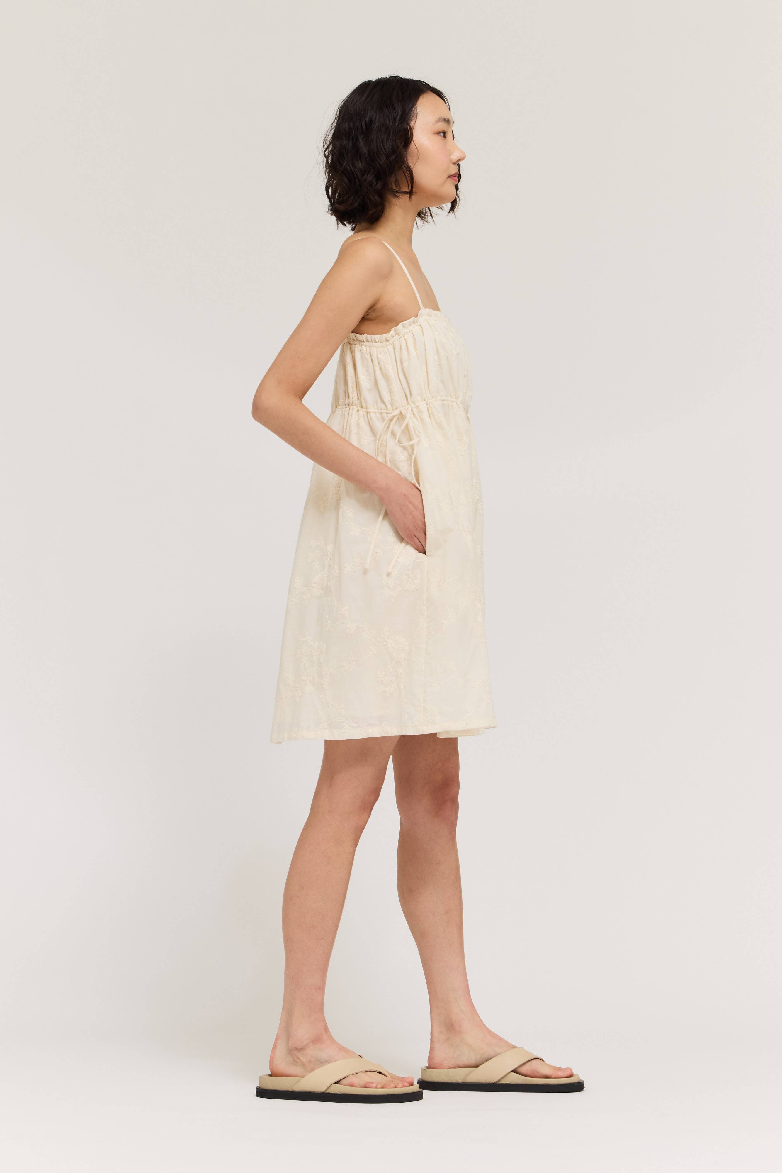 Embroidered Spaghetti Mini Dress