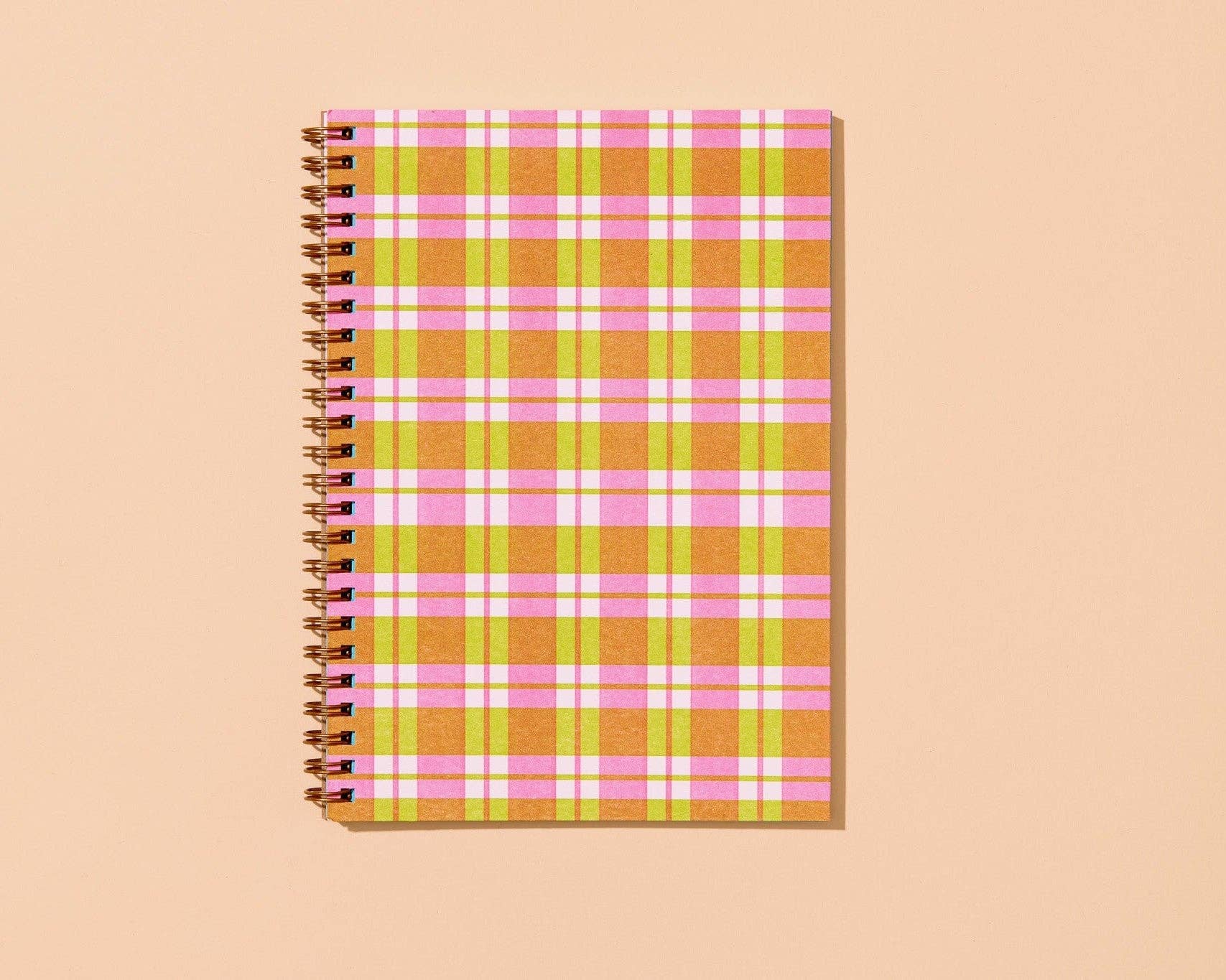 Letterpress A5 Spiral Notebook (Lined)—Gingham