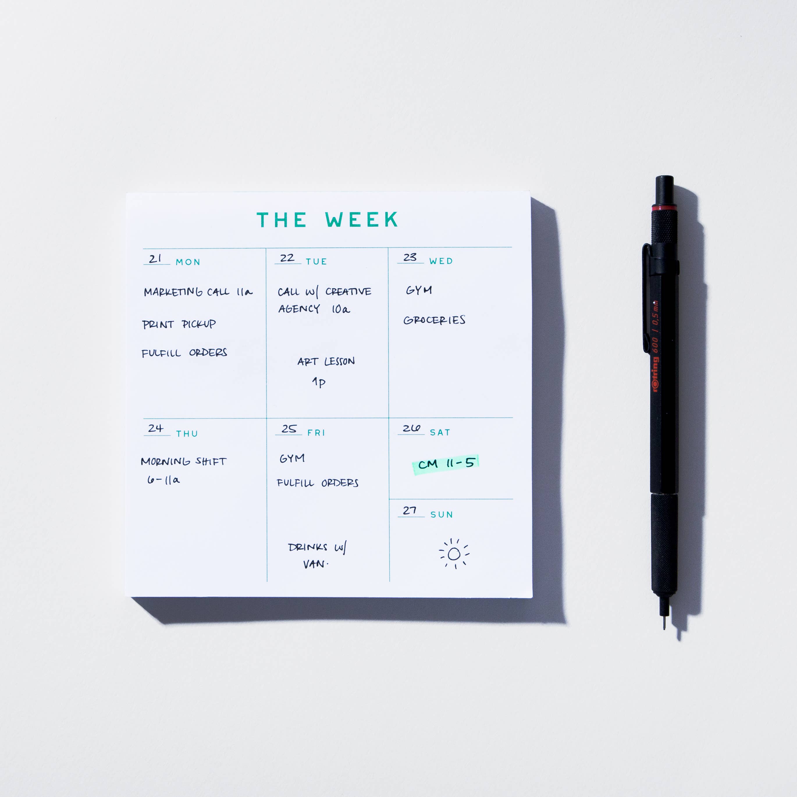 Small Weekly Desk Planner Notepad