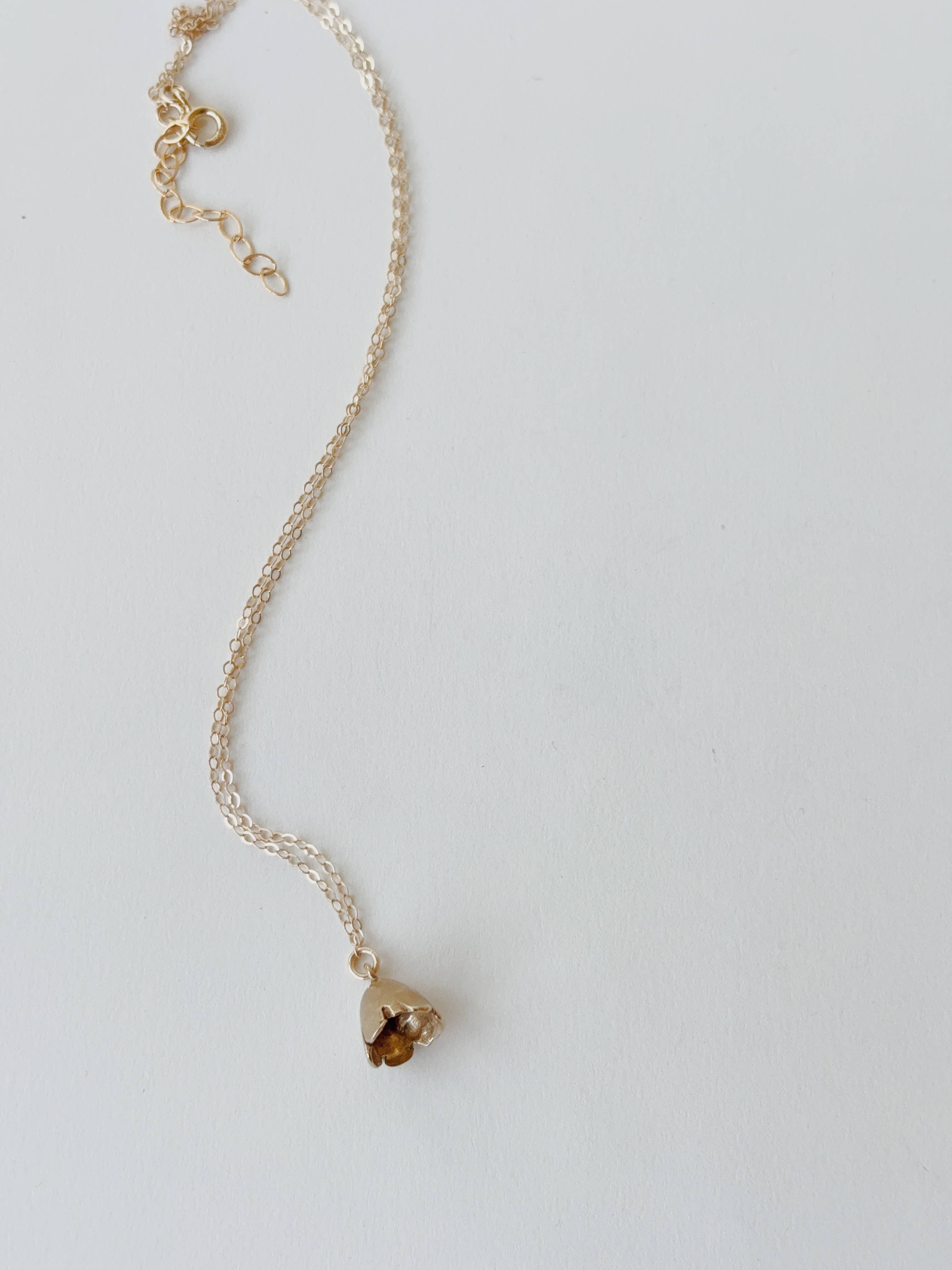 Bell Flower Charm Necklace - Gold Fill