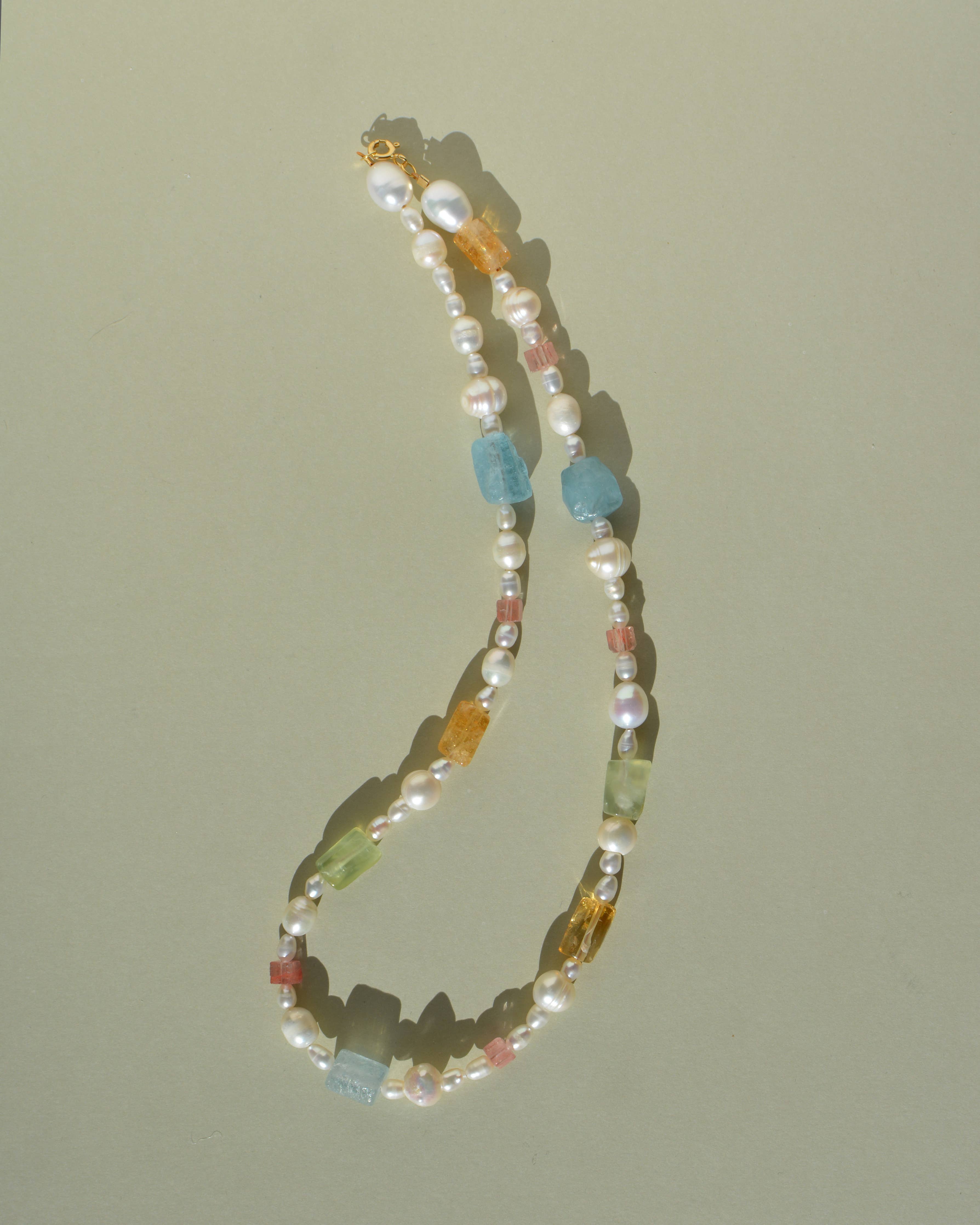 Raw Stone Pearl Necklace