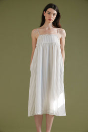 Embroidered Detail Top Striped Dress