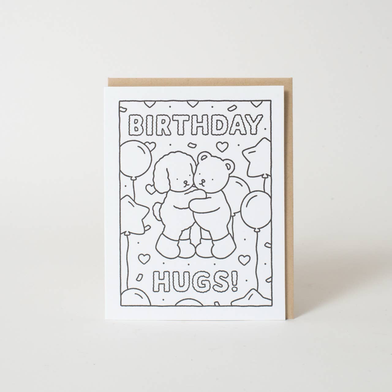 Birthday Hugs DIY Coloring Card