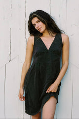 Cupro V Dress - Black