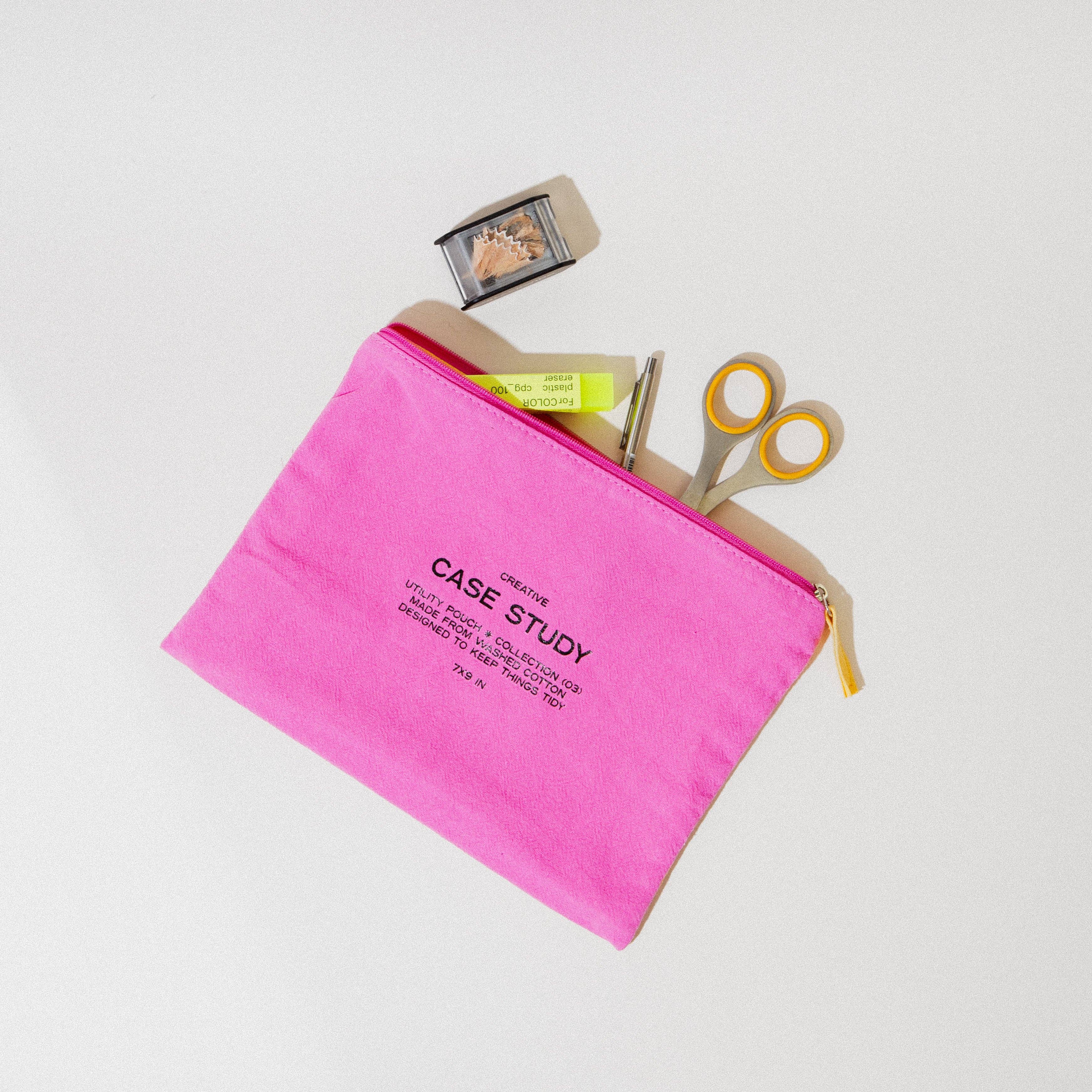Washed Cotton Zipper Pouch