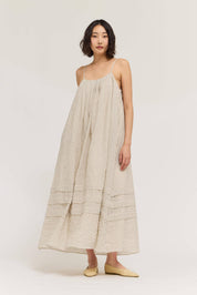 Stripe Pleat Tuck Dress