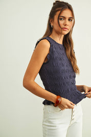 Sleeveless Smocking Top