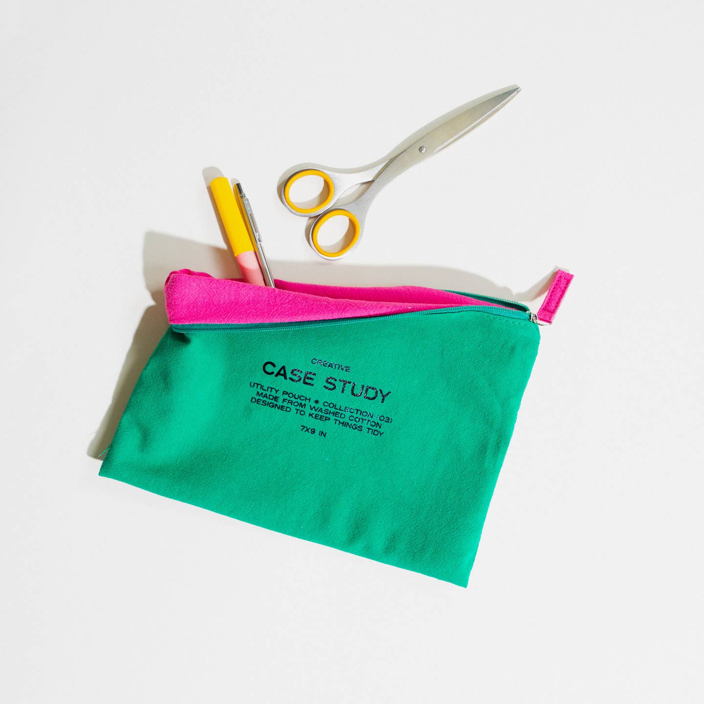 Washed Cotton Zipper Pouch