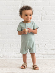 Mason Short Sleeve Romper - Pebble / Jade