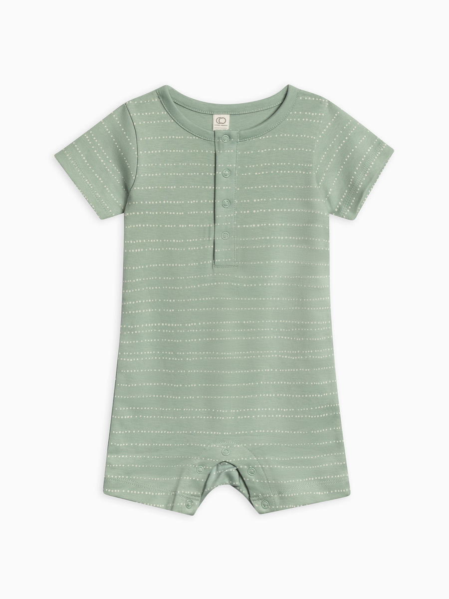 Mason Short Sleeve Romper - Pebble / Jade