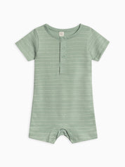 Mason Short Sleeve Romper - Pebble / Jade