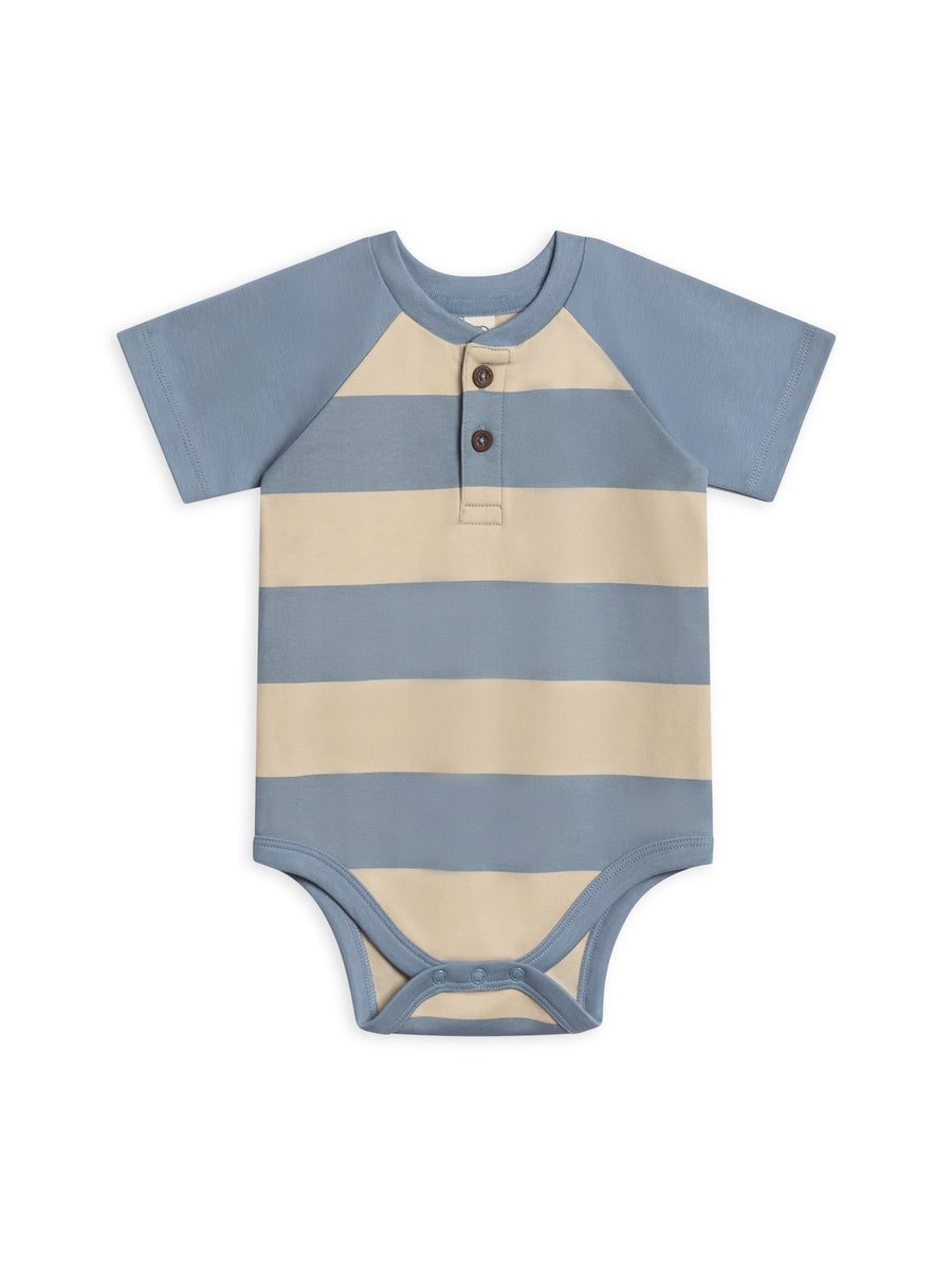 Sosa Raglan Henley Bodysuit - Marco Stripe / Rain + Oat