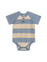 Sosa Raglan Henley Bodysuit - Marco Stripe / Rain + Oat