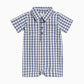 Mato Seersucker Collared Romper - Marino Gingham