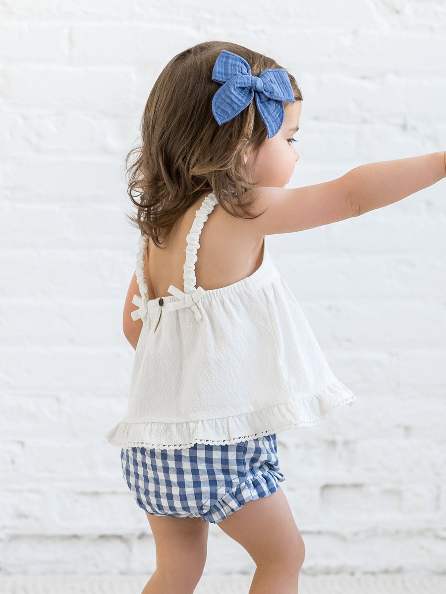 Helena Seersucker Ruffle Bloomer - Marino Gingham